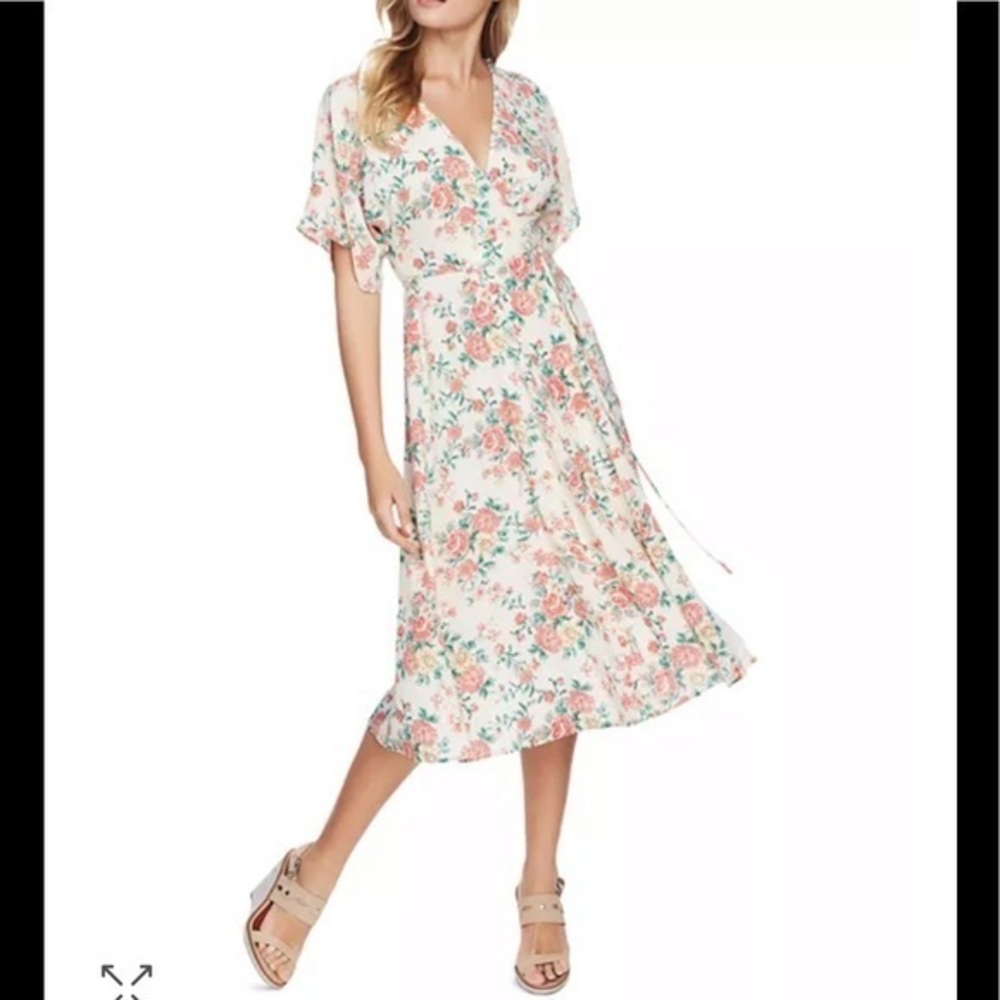 NWT-1.State Knee-Length Floral Wrap-Style Dress🌞